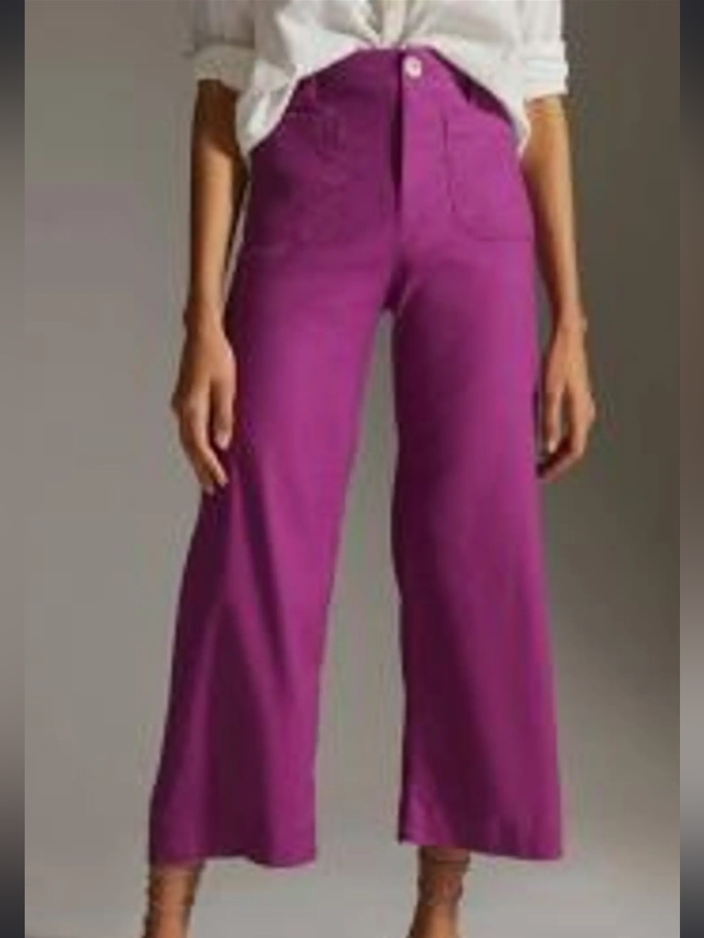 Maeve The Colette Magenta Wide-Leg Cropped Pants